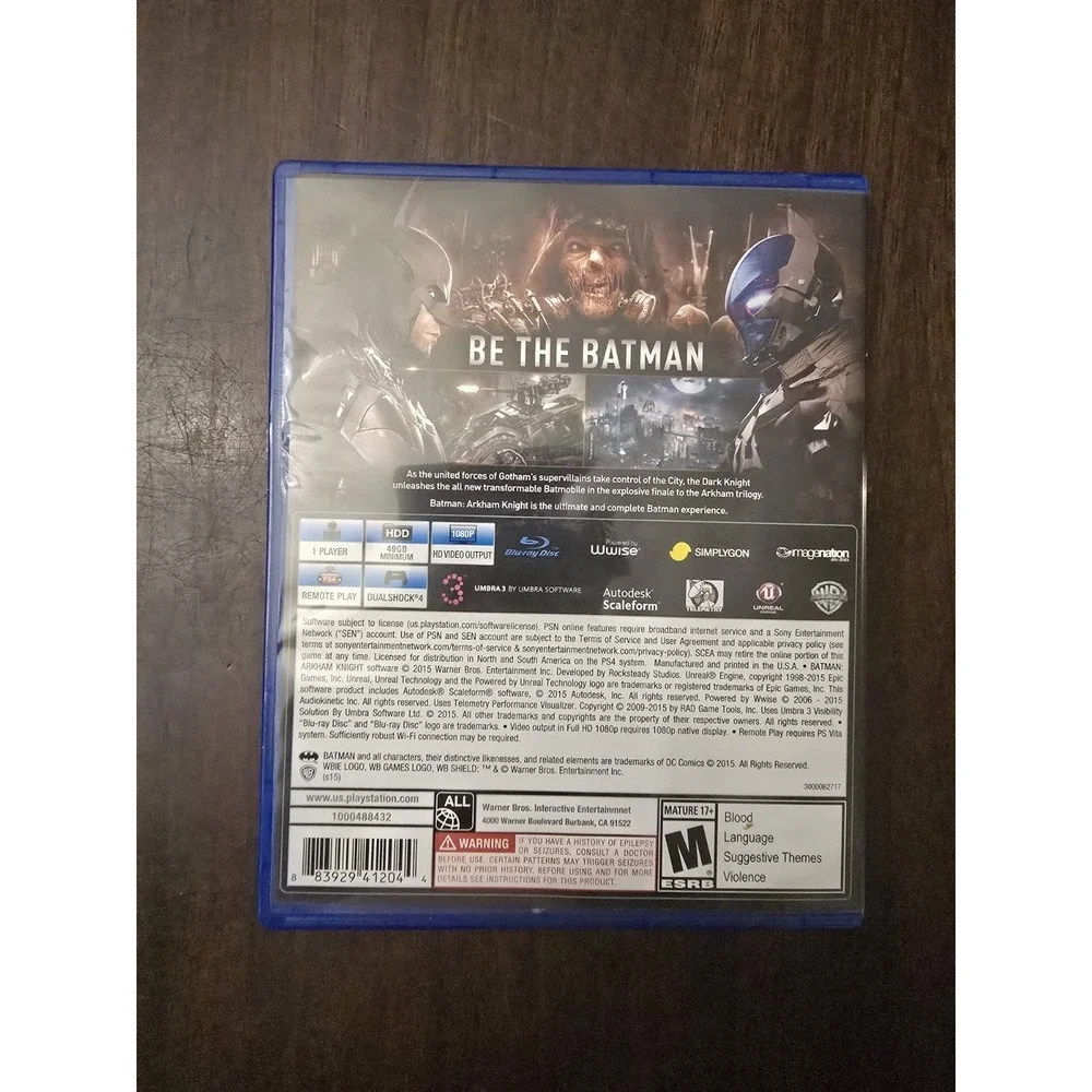 Batman: Arkham Knight‎ Sony PlayStation 4 PS4 2015 Video Game DC Comics